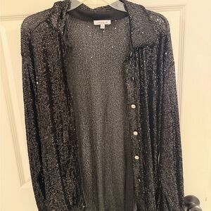 Amazing Lace Black Sequin Blouse